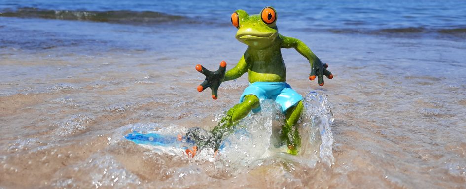 Robert auf dem Surfbrett in der Nordsee