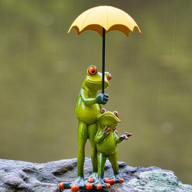 Robert mit Kevin unterm Schirm